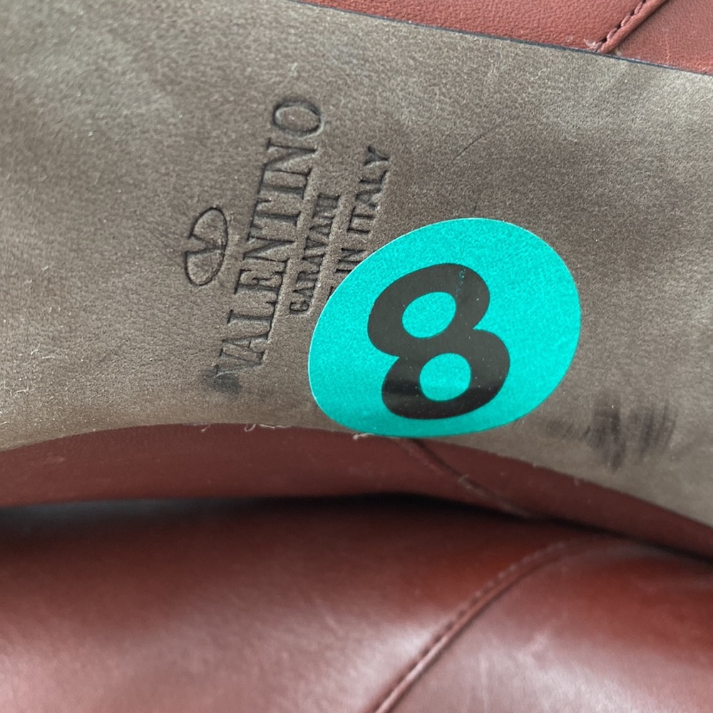 Valentino Brown Leather Knee-High Heeled Boots - Picture 7 of 8